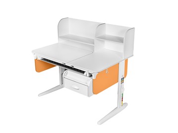 Детский стол-трансформер Lp/70-45 (СУТ.62 PRO) + Tumba 8 с лотком белый/белый/оранжевый в Твери