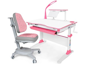 Растущая парта + стул Комплект Mealux EVO Evo-30 BL (арт. Evo-30 BL + Y-115 KBL), серый, розовый в Твери