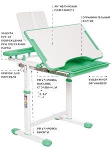 Растущий стул и растущая парта SET HOLTO-17А, зеленый в Твери - предосмотр 5