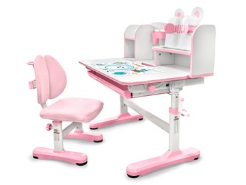 Растущая парта + стул Mealux EVO Panda XL pink BD-29 PN, столешница белая / пластик розовый в Твери - предосмотр