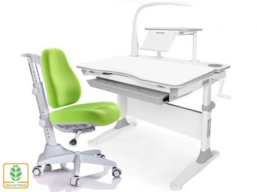 Растущая парта + стул Mealux EVO Evo-30 G (арт. Evo-30 G + Y-528 KZ) (дерево)/(стол+полка+кресло+чехол+лампа)/ белая столешница (дерево), цвет пластика серый в Твери