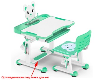 Парта растущая + стул Mealux EVO BD-04 Teddy New XL, green, зеленая в Твери