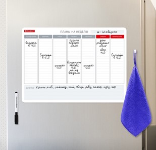 Доска-планинг магнитная на холодильник BRAUBERG на неделю, 42х30 см с маркером и салфеткой в Твери - предосмотр 4